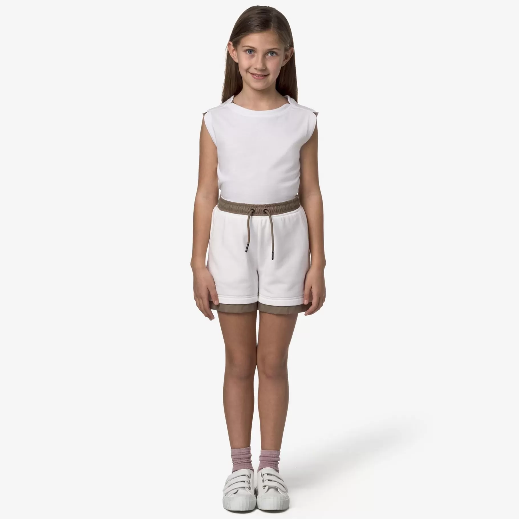 Shorts*K-WAY P. Le Vrai Nest Nylon Pc - Shorts - Sportshorts - Kid Unisex - White-Beige Taupe