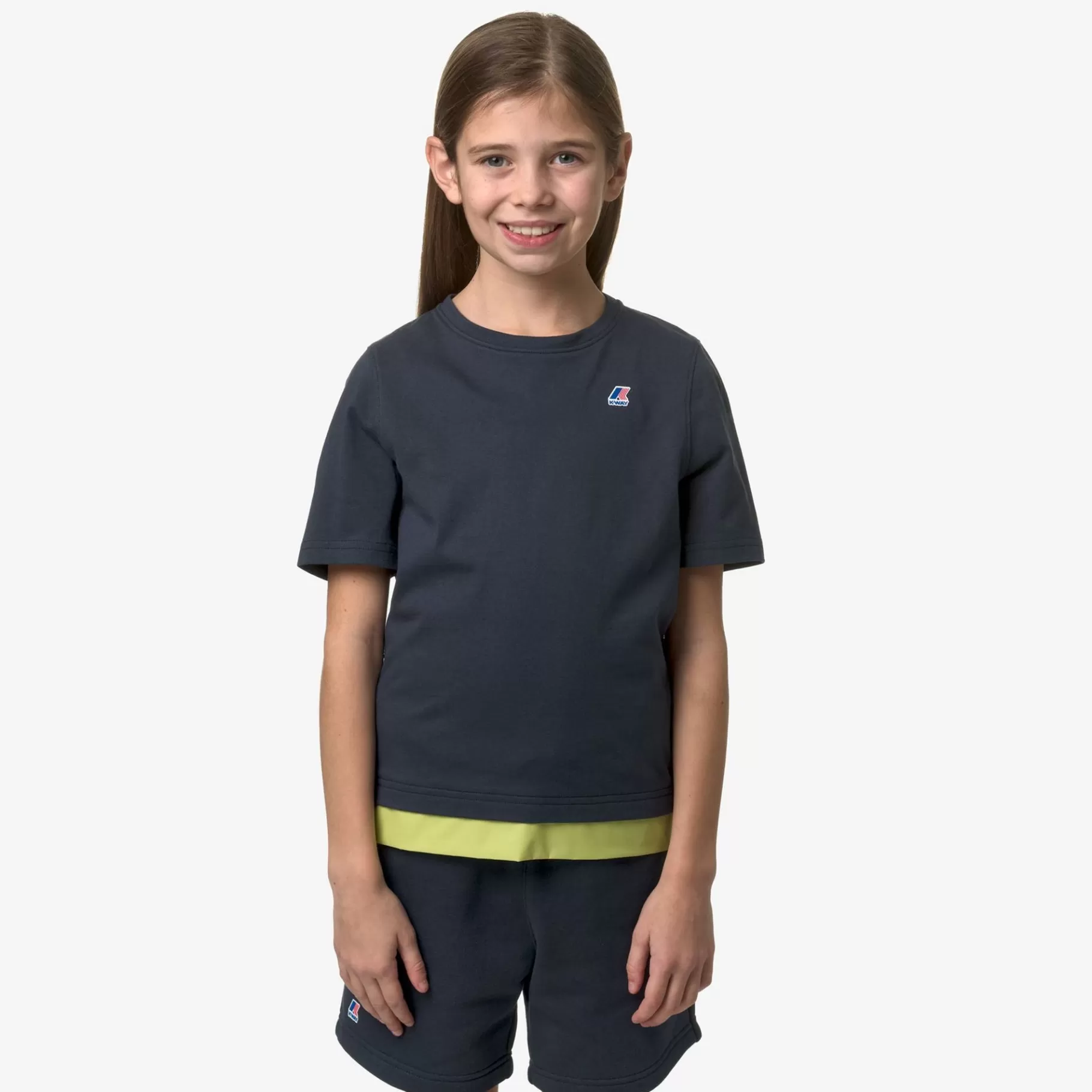 T-Shirt*K-WAY P. Le Vrai Seri Nylon Pc - T-Shirtstop - T-Shirt - Boy - Blue Depth-Green Celery