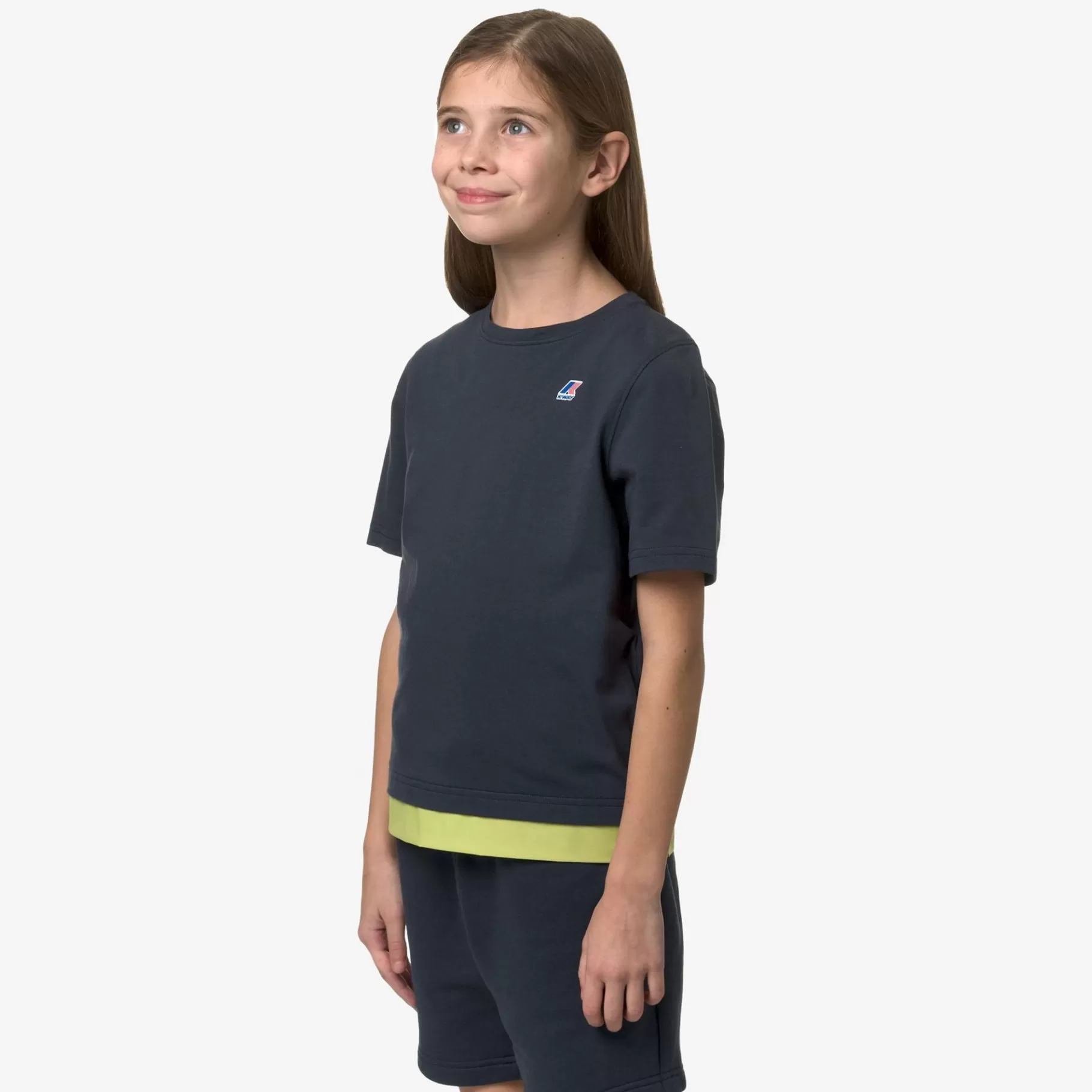T-Shirt*K-WAY P. Le Vrai Seri Nylon Pc - T-Shirtstop - T-Shirt - Boy - Blue Depth-Green Celery