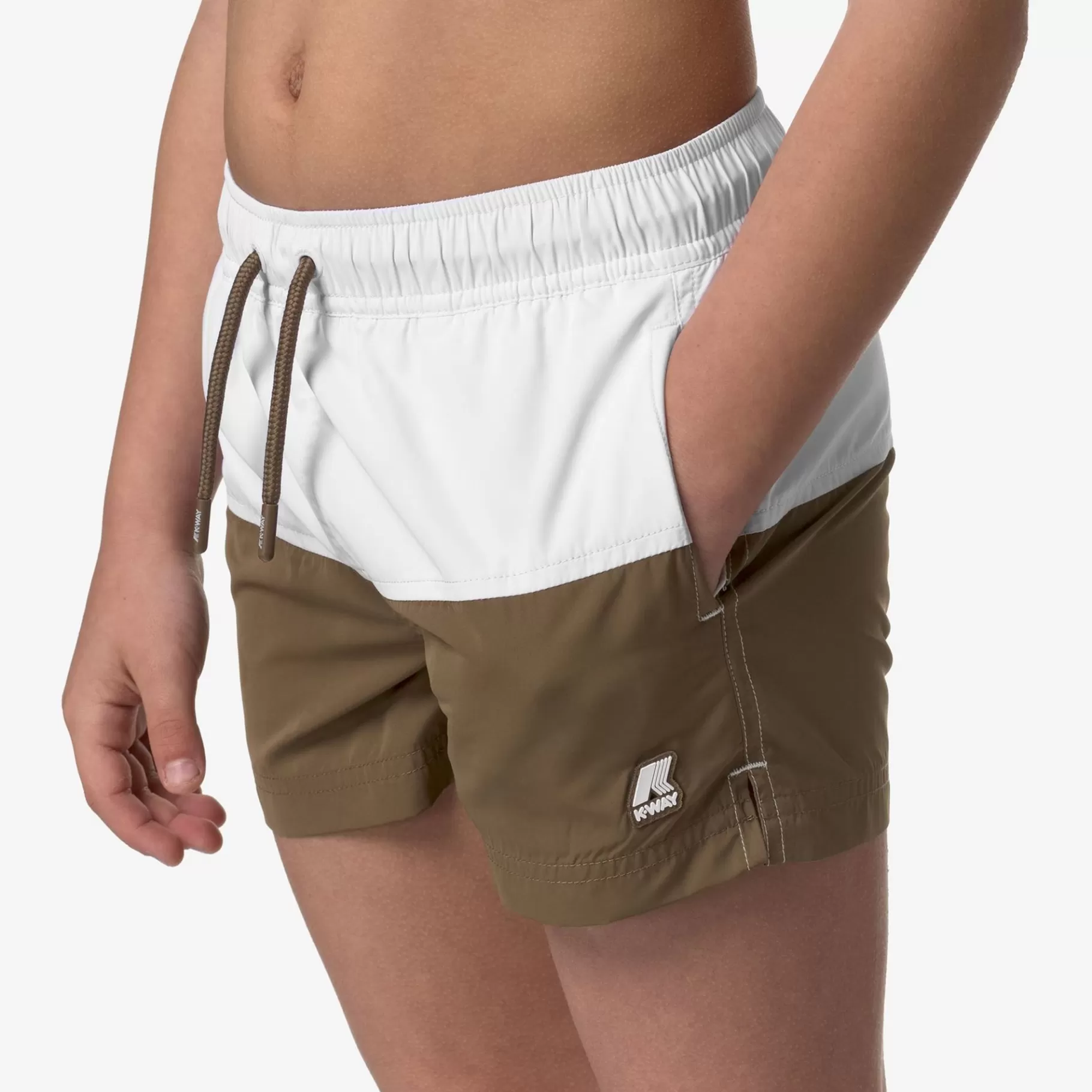 Swimwear*K-WAY P. Leslie - Bathing Suits - Swimming Trunk - Boy - White-Brown C