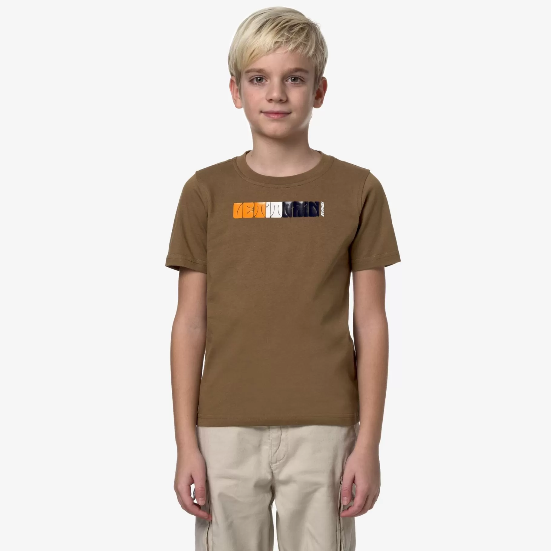 T-Shirt*K-WAY P. Odom 70S Rain - T-Shirtstop - T-Shirt - Boy - Brown Corda
