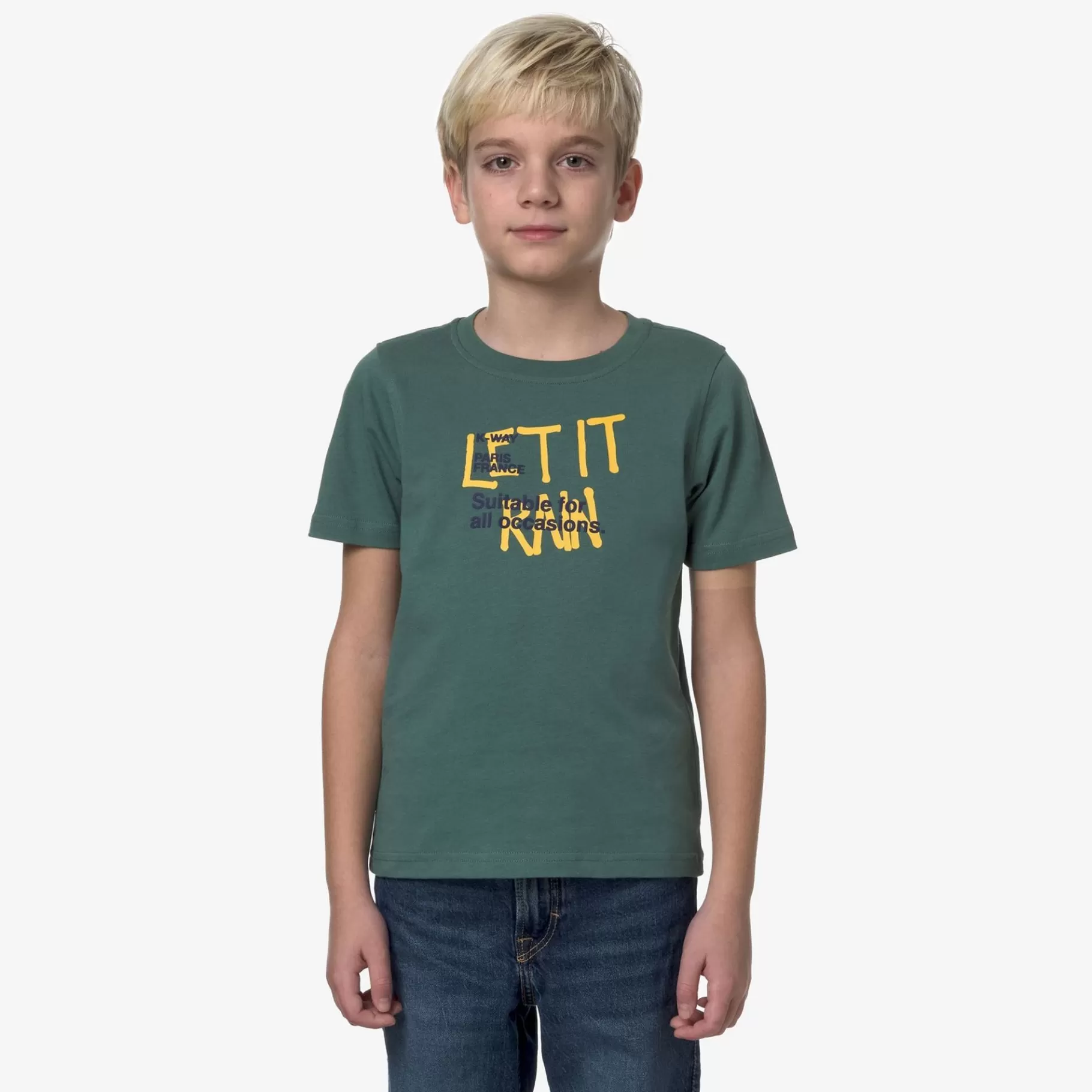 T-Shirt*K-WAY P. Odom Let It Rain - T-Shirtstop - T-Shirt - Boy - Green Palm