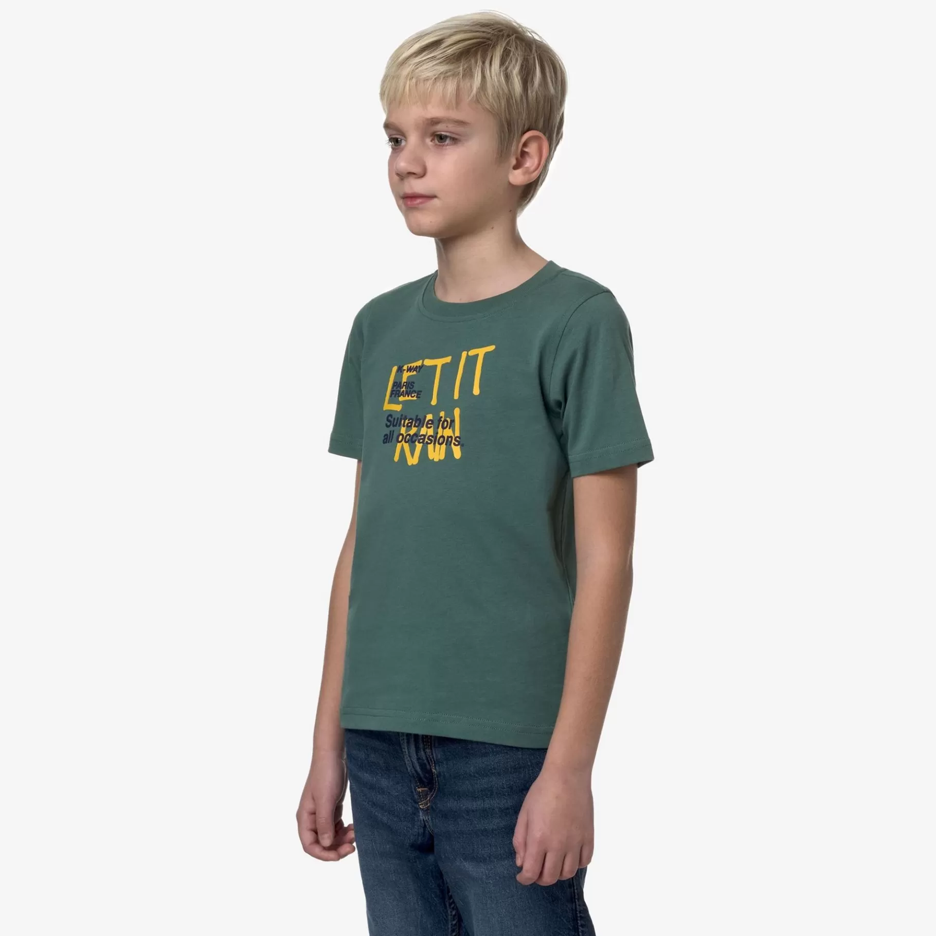 T-Shirt*K-WAY P. Odom Let It Rain - T-Shirtstop - T-Shirt - Boy - Green Palm