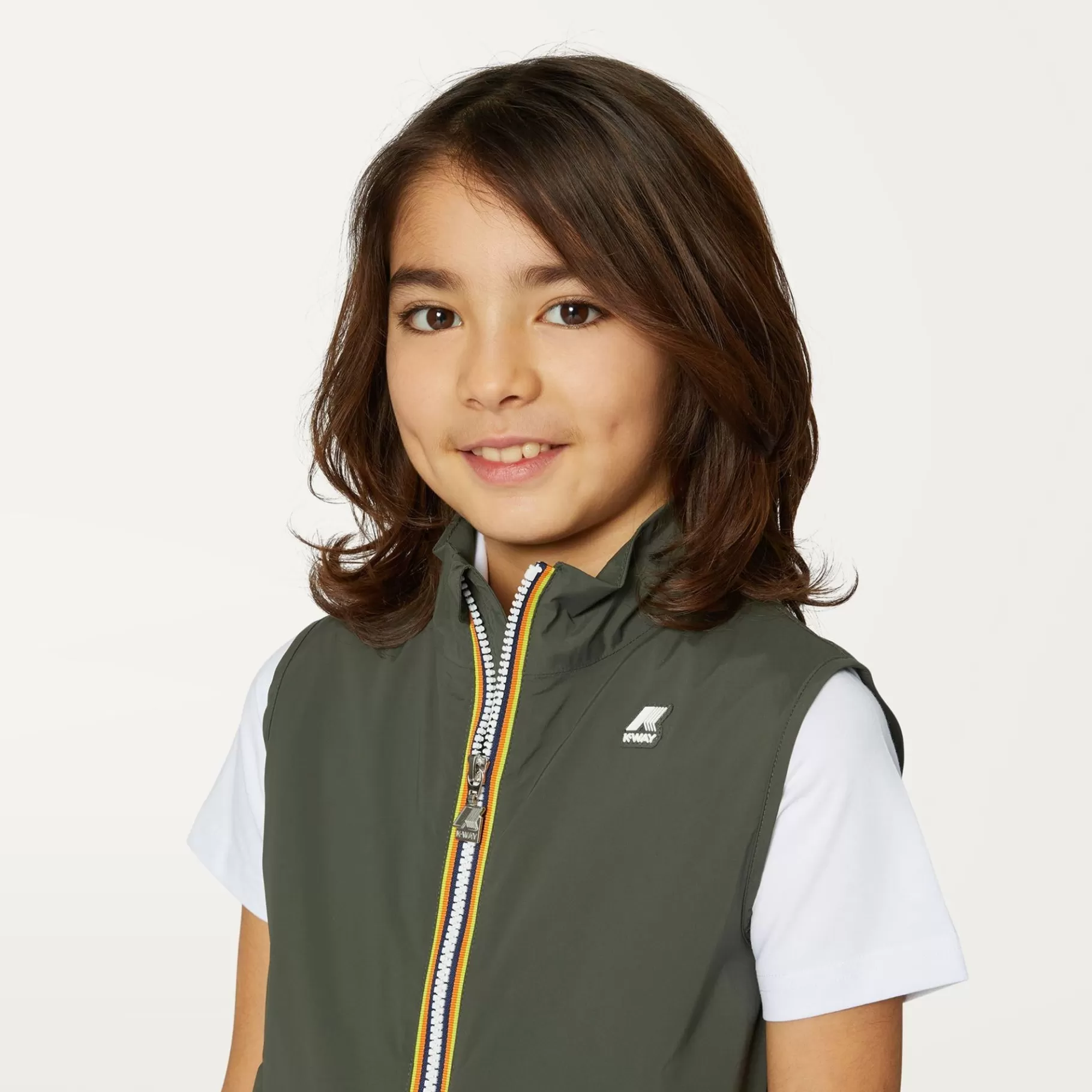 Vests*K-WAY P. Valen Stretch Nylon Jersey - Jackets - Vest - Boy - Green Blackish