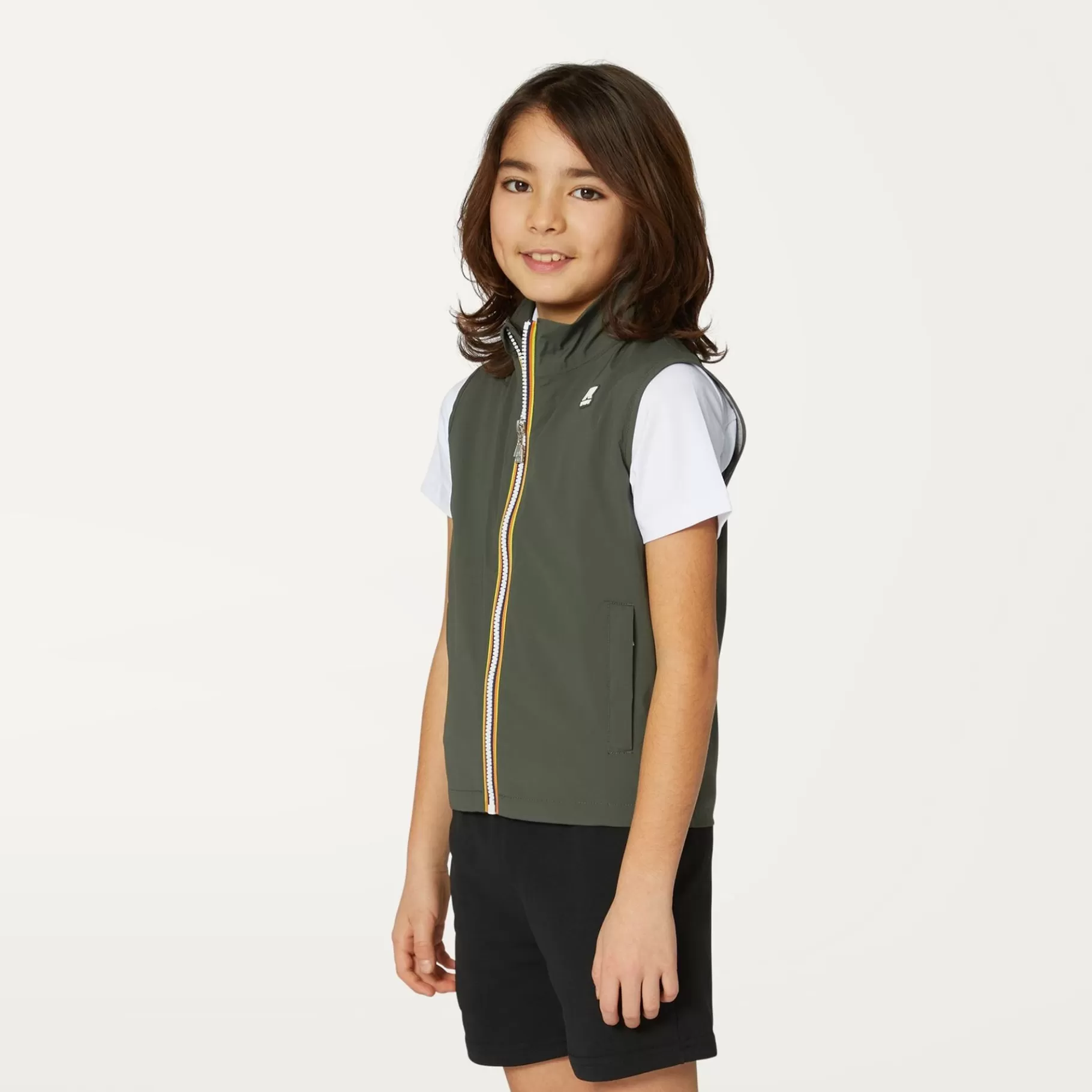 Vests*K-WAY P. Valen Stretch Nylon Jersey - Jackets - Vest - Boy - Green Blackish