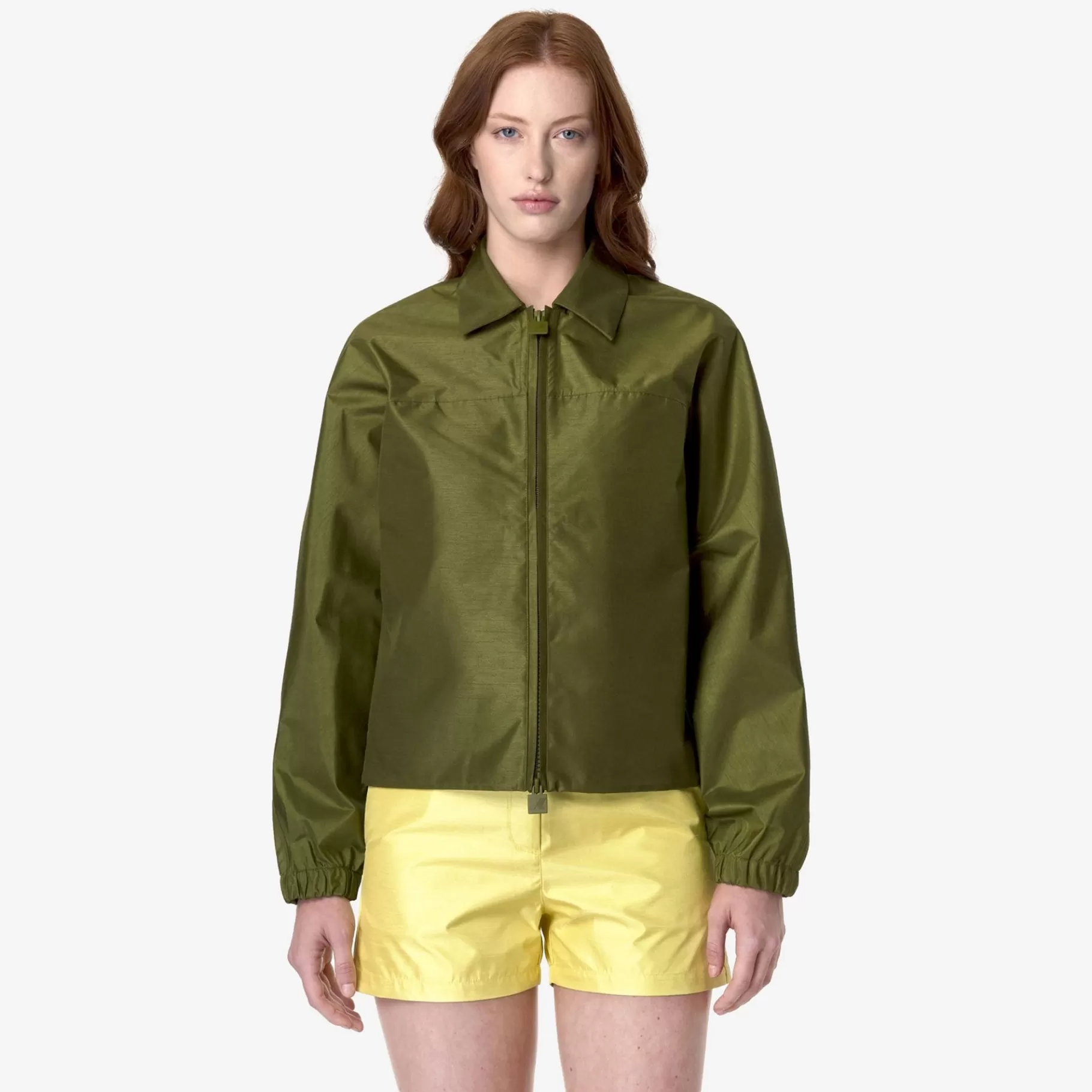 Short Jackets*K-WAY Soisir Shantung - Like 2L - Jackets - Short - Woman - Green Sphagnum Shantung