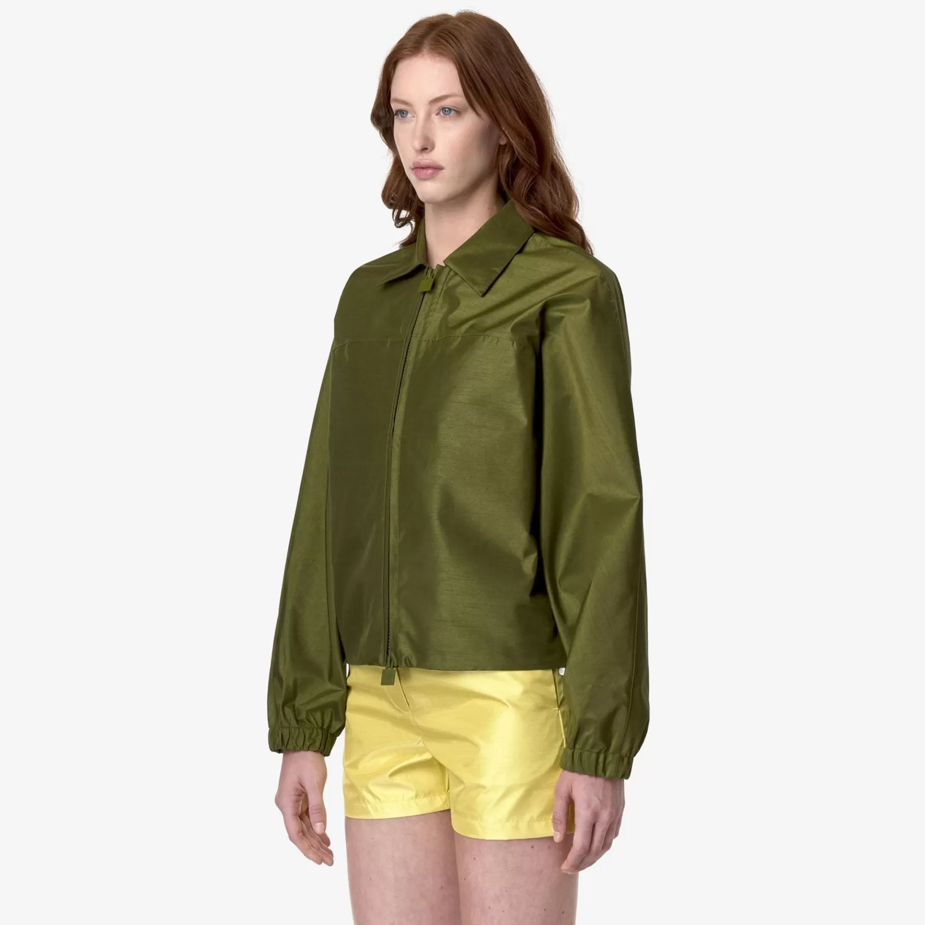 Short Jackets*K-WAY Soisir Shantung - Like 2L - Jackets - Short - Woman - Green Sphagnum Shantung