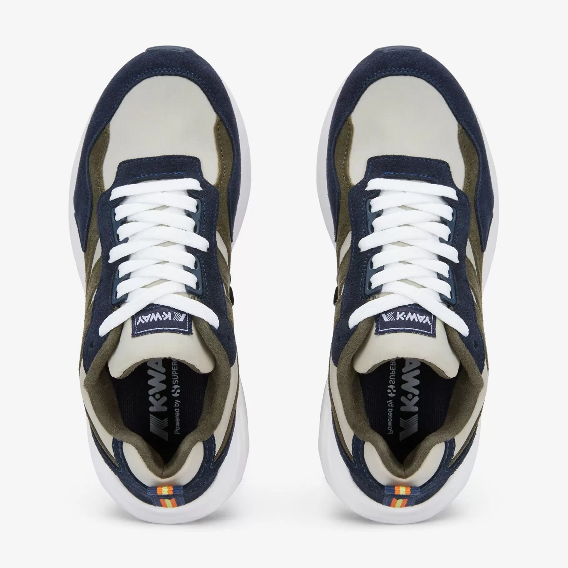 Sneakers*K-WAY Training 3.0 Laces - Sport Shoes - Low Cut - Unisex - Beige Grey-Blue Depth-Green Blackish