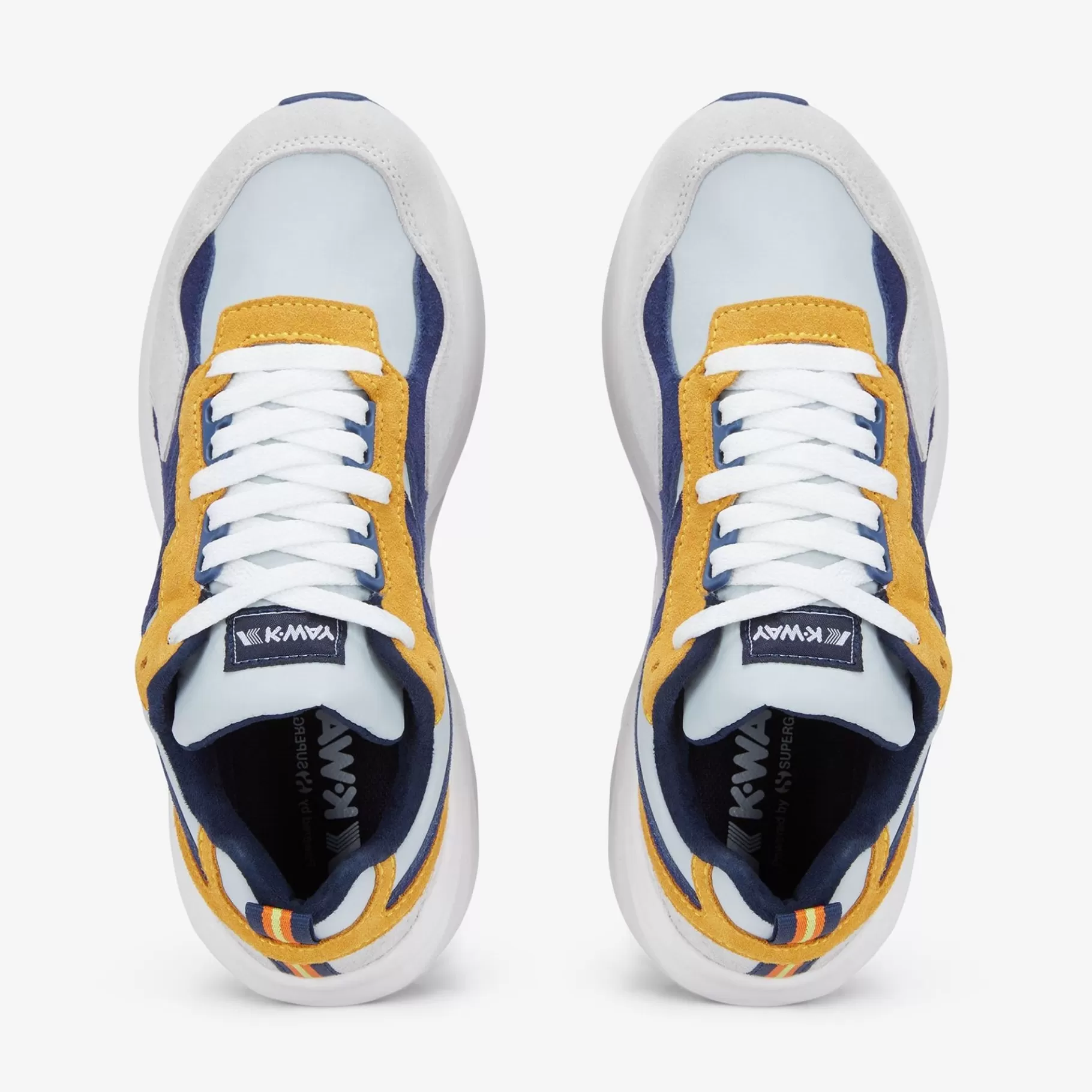 Sneakers*K-WAY Training 3.0 Laces - Sport Shoes - Low Cut - Unisex - Grey Lt-Blue Medieval-Yellow Sunflower