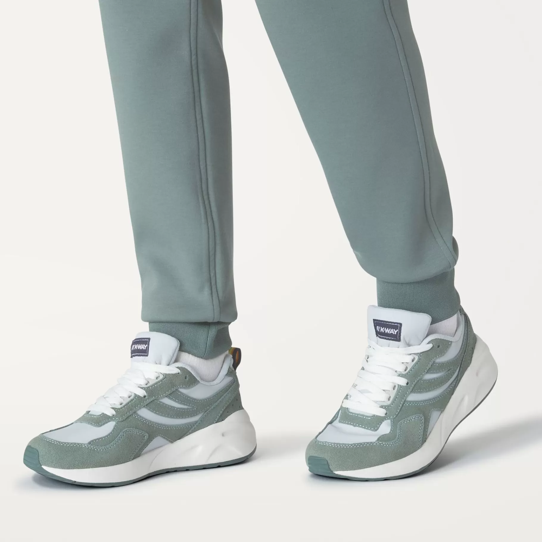 Sneakers*K-WAY Training 3.0 Laces - Sport Shoes - Low Cut - Unisex - Grey Lt-Green Laurel-White