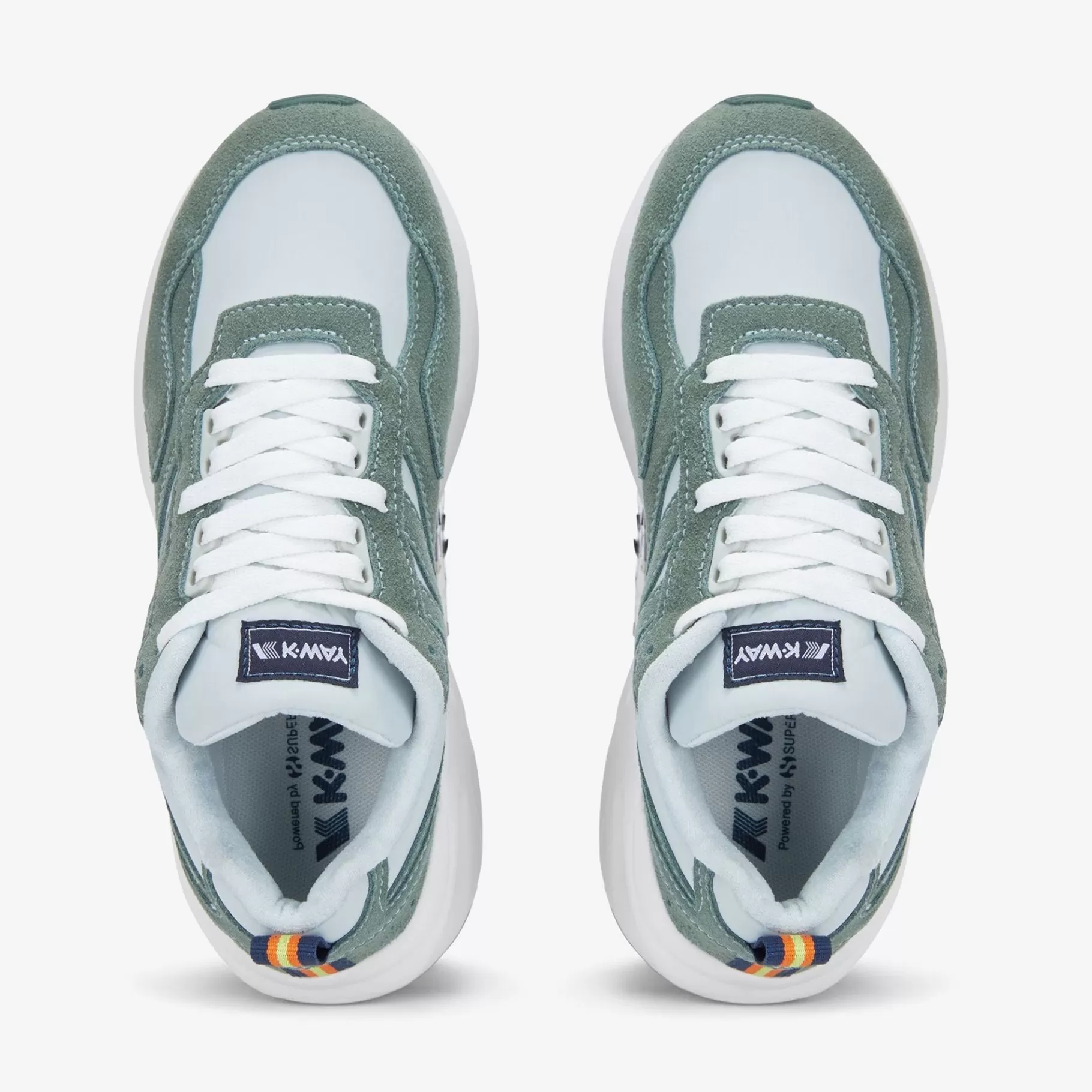 Sneakers*K-WAY Training 3.0 Laces - Sport Shoes - Low Cut - Unisex - Grey Lt-Green Laurel-White