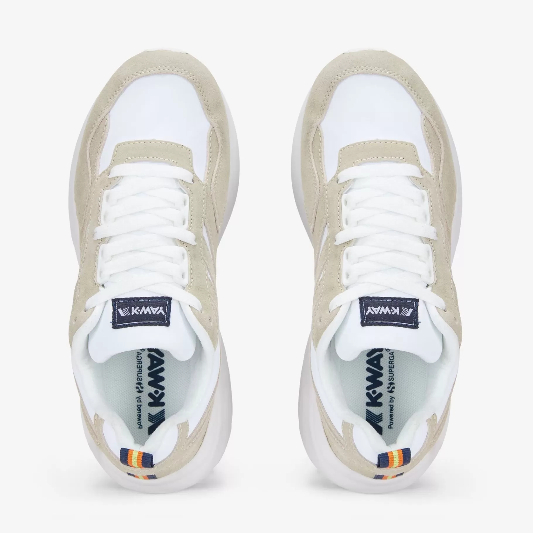 Sneakers*K-WAY Training 3.0 Laces - Sport Shoes - Low Cut - Unisex - White-Beige